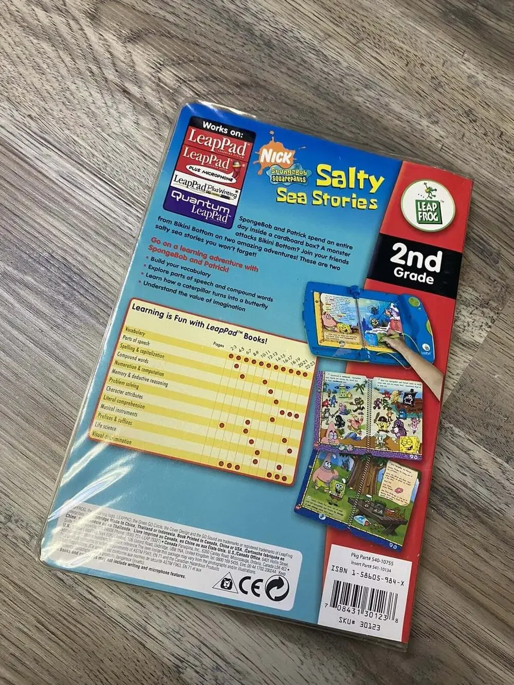 LeapFrog SpongeBob Square Pants Salty Sea Stories G1-3 Book & Cartridge Preowned